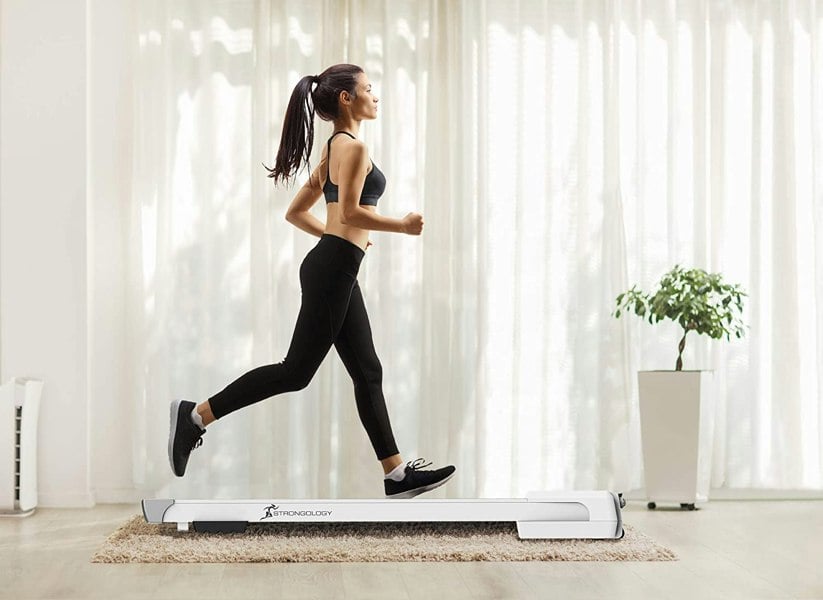 Strongology MOTIONIC WHITE Home and Office Ultra Quiet Adjustable Speed 1-8km/h Slimline 2.5HP Bluetooth Treadmill with LED Display - Fully Assembled