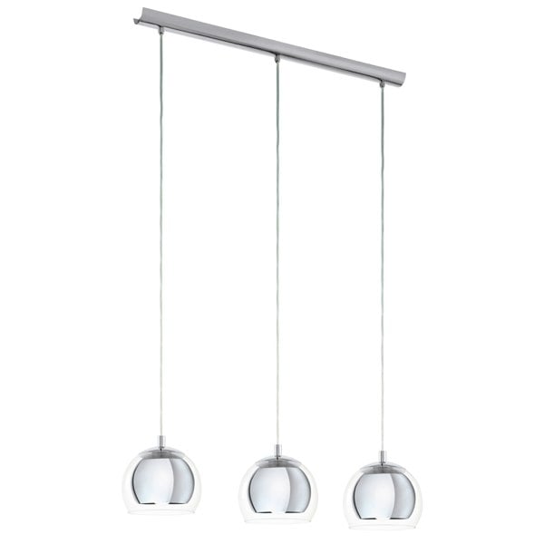 EGLO Rocamar 3-Light Chrome Pendant With Outer Glass Shades