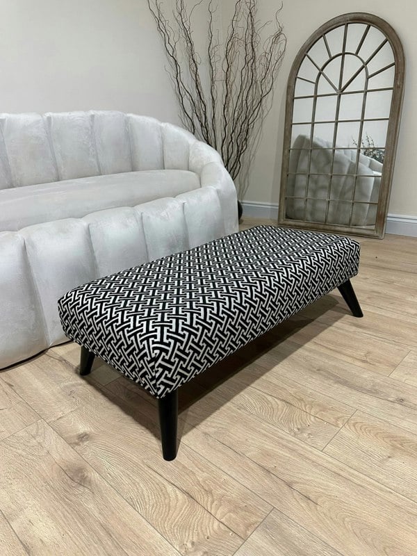 Eden embossed premium pattern Footstool window bay seat pouffe coffee table - ISTOOLS