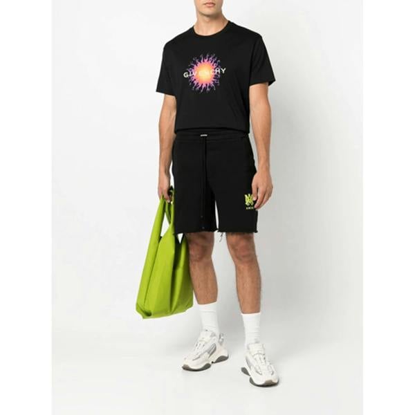 Amiri MA Logo Printed Lime Shorts   in  Black