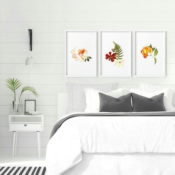 Bedroom pictures for walls | set of 3 framed wall art