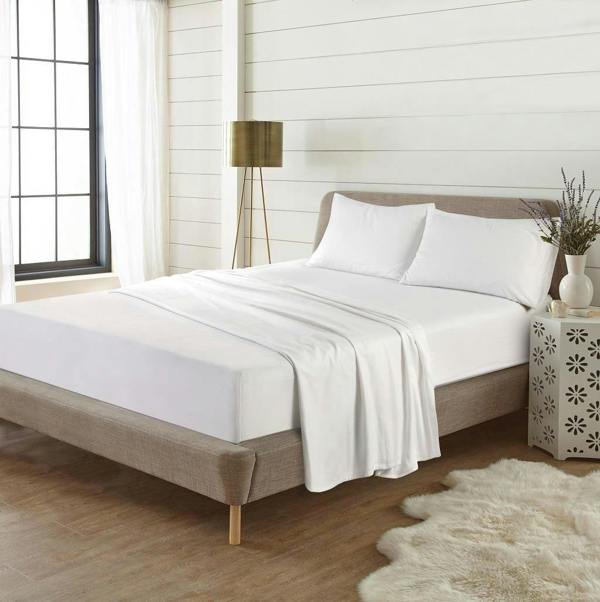 Plain Dye Flannelette Sheet Set - White - King