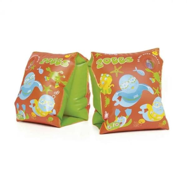 Zoggs Zoggy swim armbands in orange green with cartoon characters