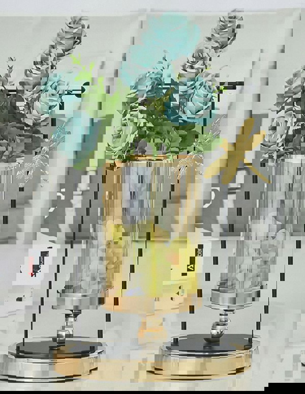 ANYHOUZ 34cm Candle Holder Flower Vase Tabletop Home Decor Modern Art Living Room Display House Decorative Crafts Ornaments with Metal Base