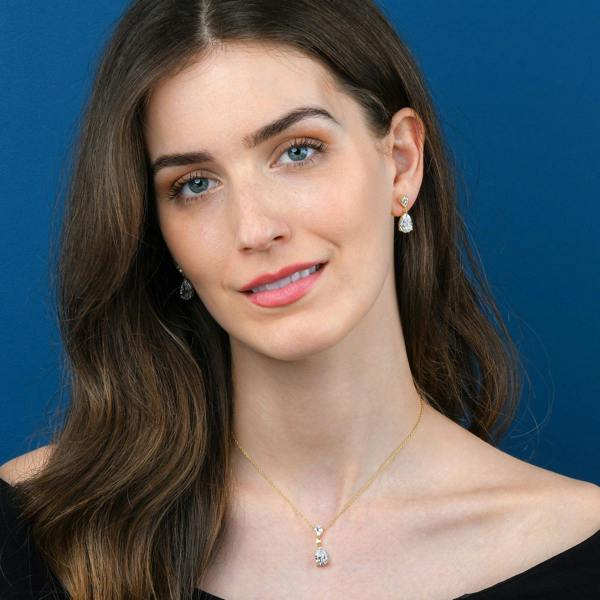 namana Gold Plated 925 Sterling Silver Pear Drop Pendant Necklace For Women