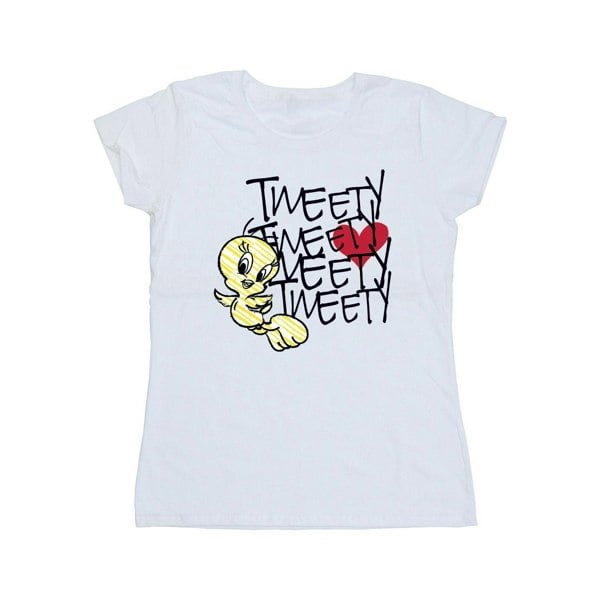 Looney Tunes Womens Tweety Love Heart Cotton T-Shirt - White