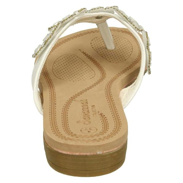 Savannah Ladies Savannah Jewelled Flower Trim Toepost Sandals