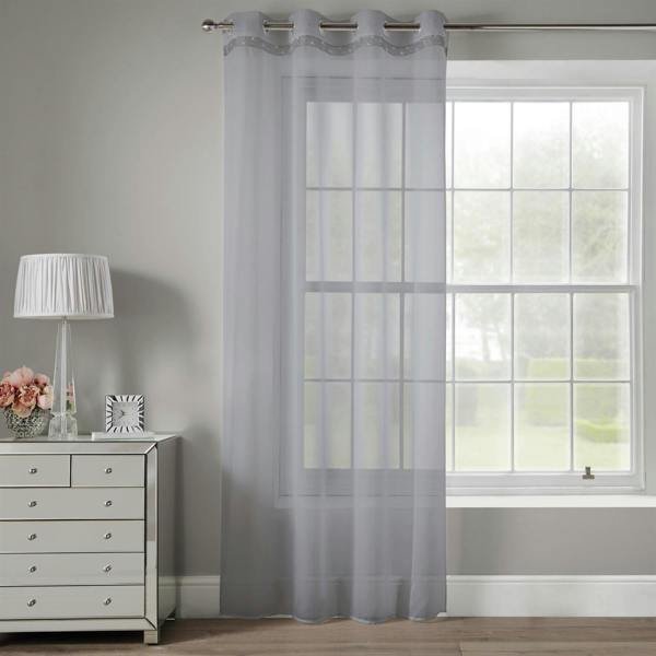Glitter Eyelet Silver 54" Curtain Panel