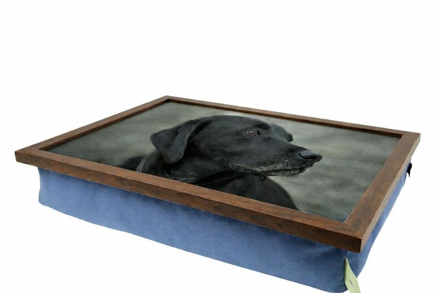 Made in the Mill "Paws for Tea" Collection - Black Labrador Lap Tray with Bean Bag Base
