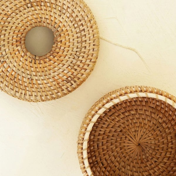 Dark brown rattan tissue box holder handwoven wicker round bathroom