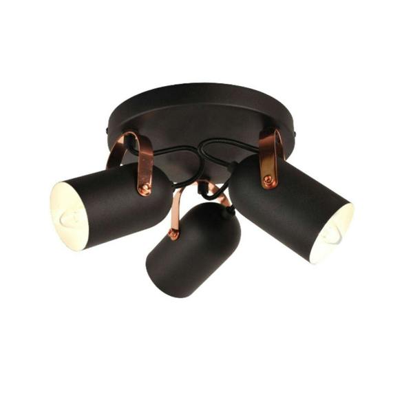 Pagazzi Lighting Letto Black and Copper 3 Light Ceiling Spotlight Plate