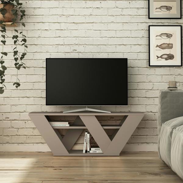 Decortie Pipralla Modern TV Stand Unit with Shelves for Up to 43" TVs 110cm
