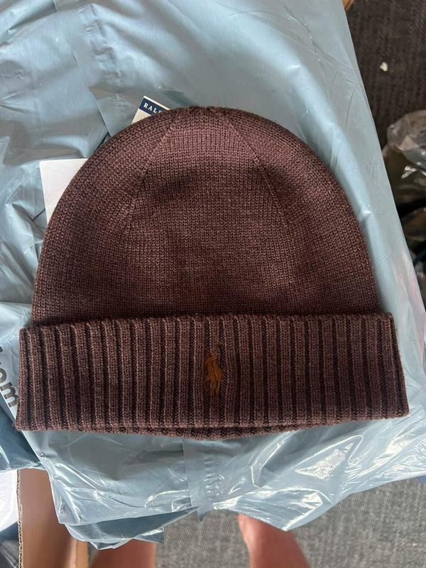 Ralph Lauren Pony Embroidered Beanie Brown