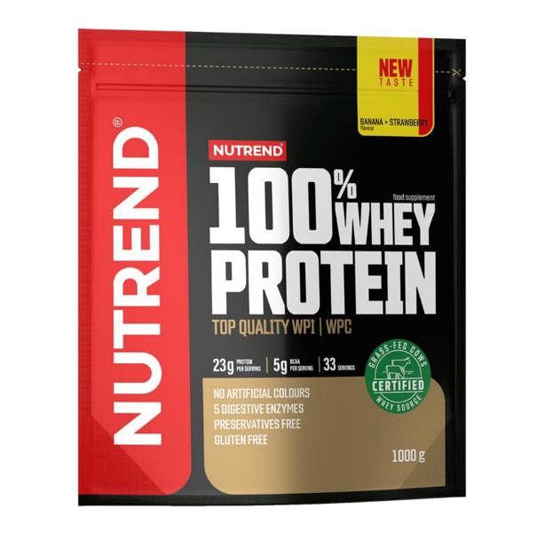 Nutrend 100% Whey Protein, Banana + Strawberry - 1000g