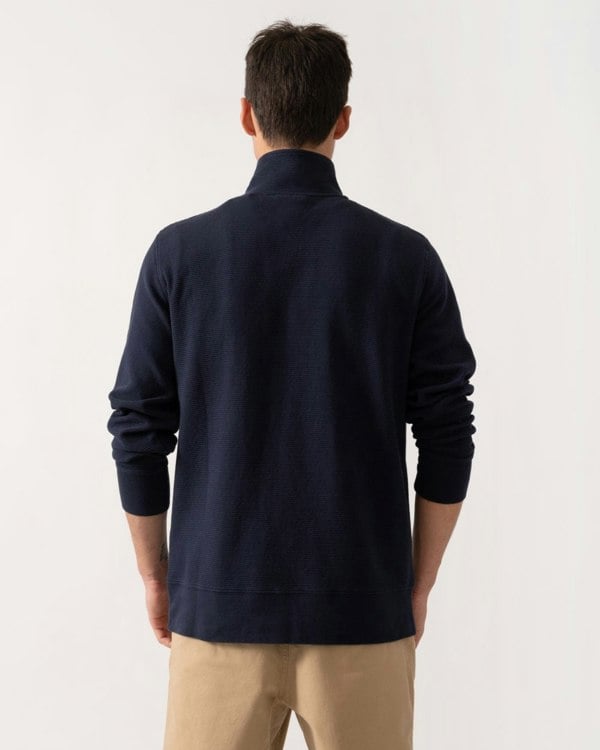 GANT Mens Texture Half-Zip Sweatshirt - 433 Evening Blue