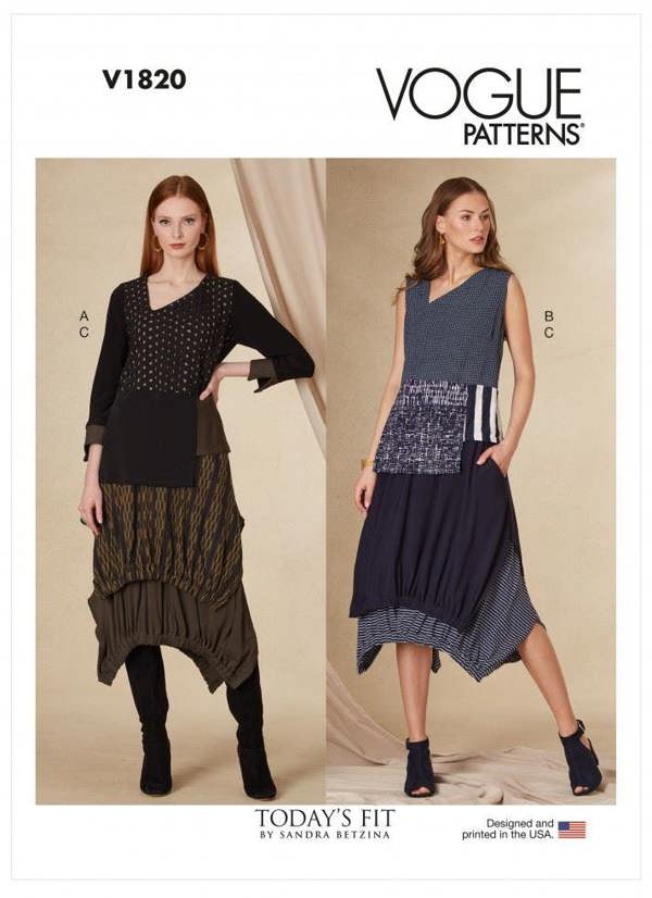 Vogue Sewing Pattern 1820, Tops, Skirts for Women, A (A-B-C-D-E-F-G-H-I-J) - Advanced
