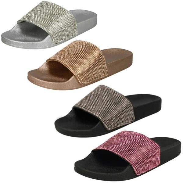 Spot On Ladies Spot On Diamante Sliders