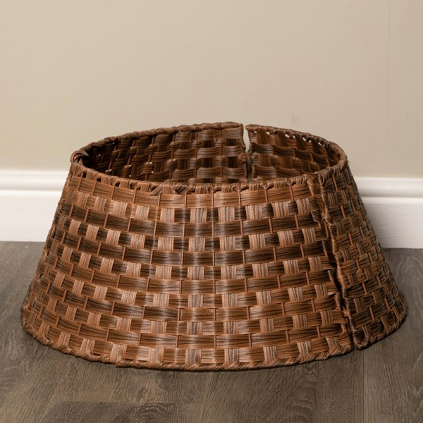 Samuel Alexander 40/58cm Samuel Alexander Medium KD Plastic Wicker Rattan Woven Christmas Tree Skirt in Brown