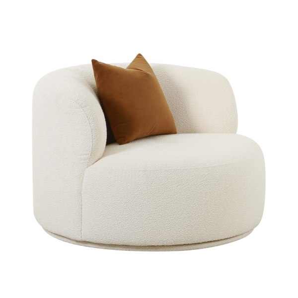 Furniture Edit Fickle Cream Boucle Swivel Chair