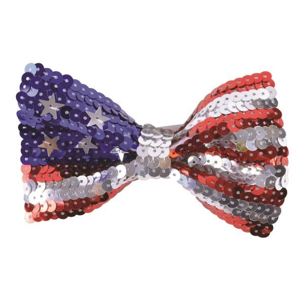 Bristol Novelty Unisex Adults USA Sequin Bow Tie - Red/White/Blue - 