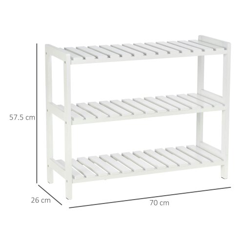 Wyld Haus Vafino Wooden White 3 Tier Slatted Shoe Rack With Slatted Shelves