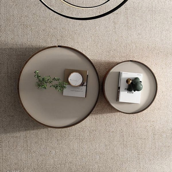 Rossi Nesting Coffee Table, Light Grey & Orange-Weilai Concept-Weilai Concept