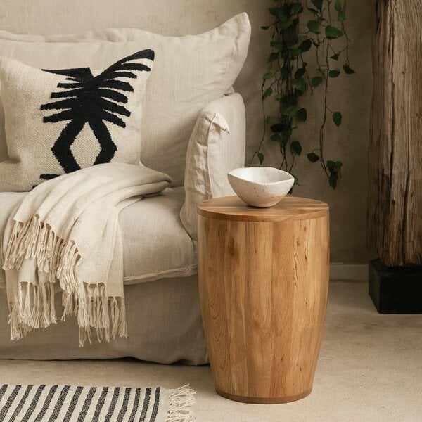 Wyld Haus London Natural Mango Wood Drum Side Table