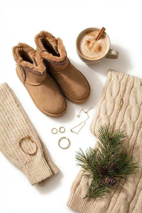 Malira Faux Suede Fluffy Lined Ankle Boots With Stitch Trim - Khaki_wb