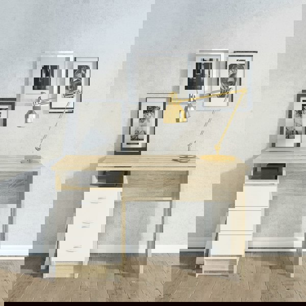 Furniture To Go Function Plus Oak Desk 3 White Drawers