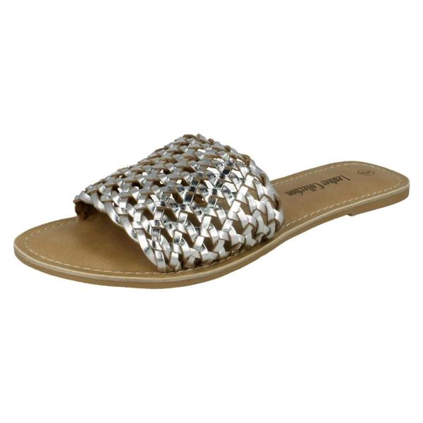 Leather Collection Ladies Leather Collection Flat Weave Mule Sandals