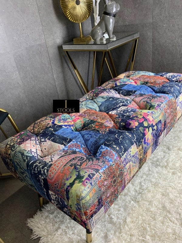 Demask multicolour Footstool | multicolour Bench | Demask Bench coffee table - ISTOOLS