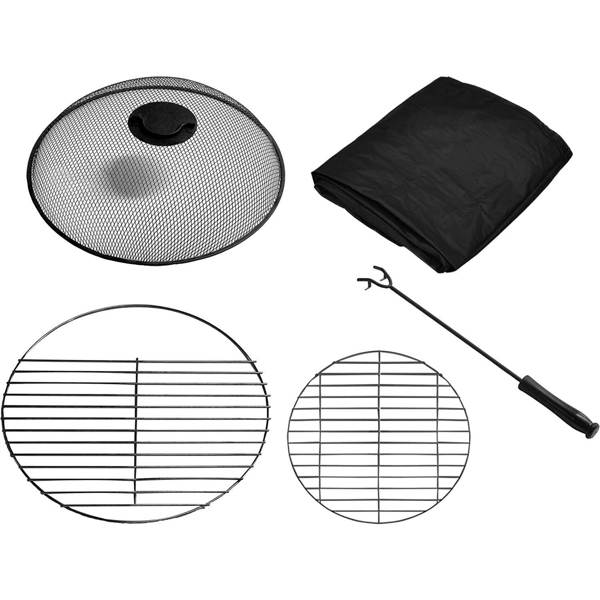 Homeology LANIAKA Lavish Garden and Patio Planter, Heater Fire Pit Brazier, Coffee Table, Barbecue and Ice Bucket with Slate Tiles