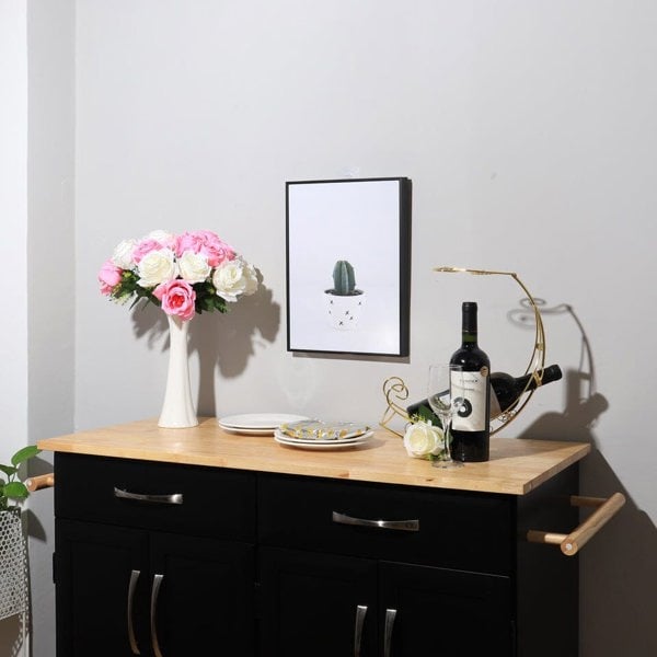 3ft Wooden Large Catering Trolley Cart Kitchen Cabinet with Drawer Kitchen Trolleys Living and Home