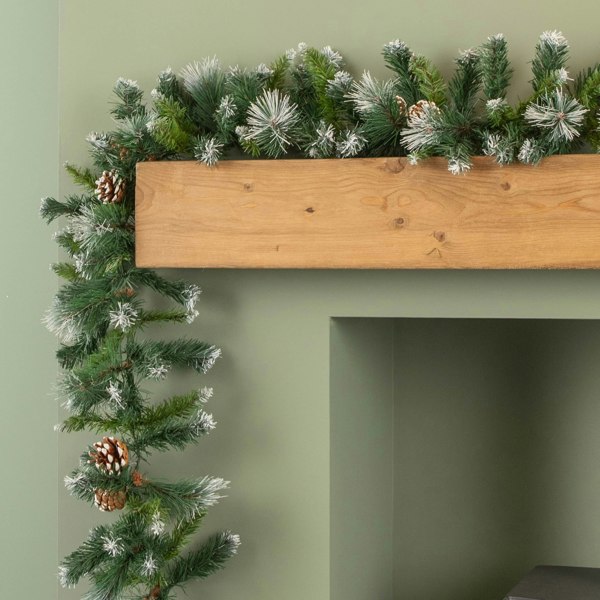 Samuel Alexander 270cm x 25cm Frosted Glacier Christmas Garland with Pine Cones