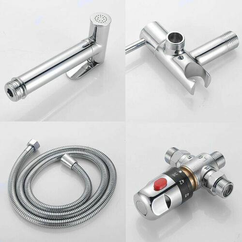 HYGRAD BUILT TO SURVIVE Hand Held Bathroom Bidet Spray Kit With Thermostatic Temperature Mixer Chrome UK