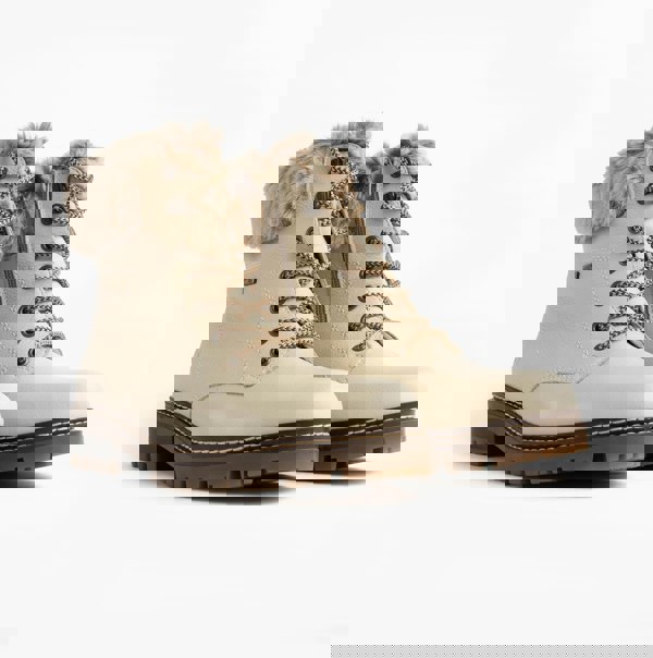 Remonte D0B74-80 Womens Faux Fur Collar Side Zip Boots White