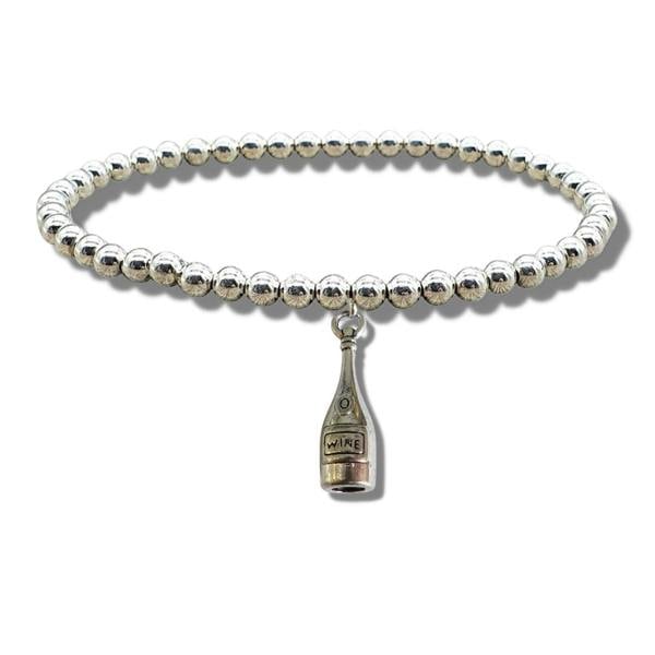 Aye Do Gifts Wine Bottle Silver Beaded Bracelet