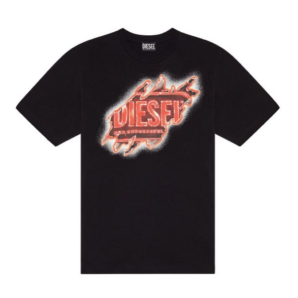 Diesel Peel Effect Logo T-Shirt - Black