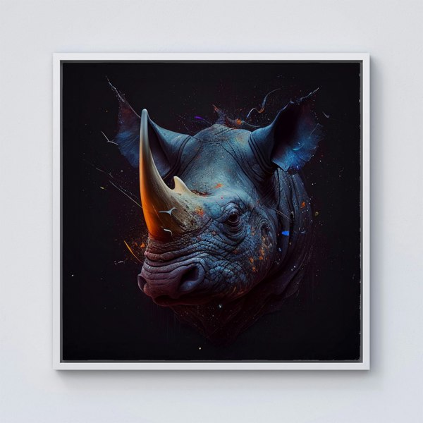 Warren Reed Rhino Face Splash Art Framed Canvas