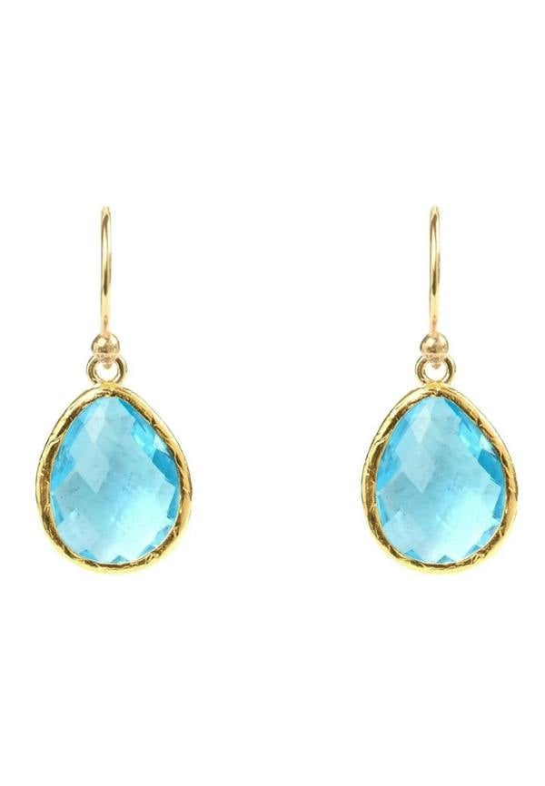 Petite Drop Earrings Blue Topaz Hydro Gold - LATELITA Earrings