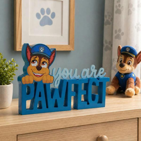 Widdop & Co Paw Patrol Chase "You are Pawfect" Mantle Plaque Blue
