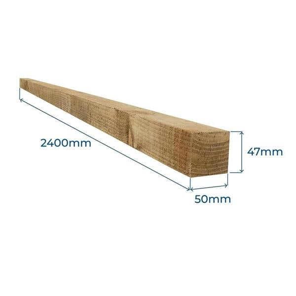 Snowdon Timber Treated 2x2" Timber Post (T) 47mm (W) 50mm (H) 2.4m