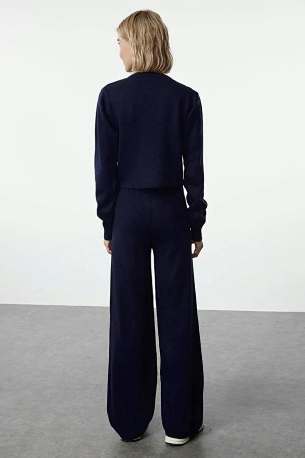 WOVCOR 2-Piece Crop Knit Top & Pants Set
