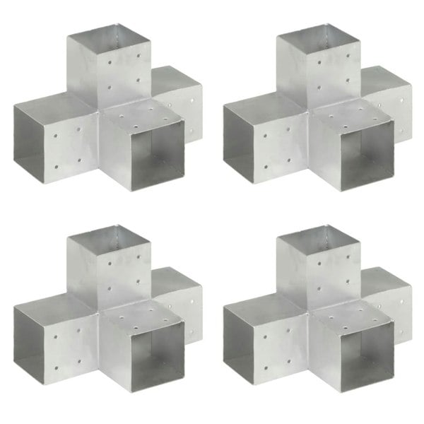 Berkfield Post Connectors 4 pcs X Shape Galvanised Metal 101x101 mm