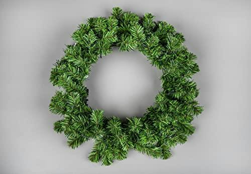 55cm Green Alaskan Pine Pre-Lit Christmas Wreath with Multicolour LEDs, PVC Finish image 7