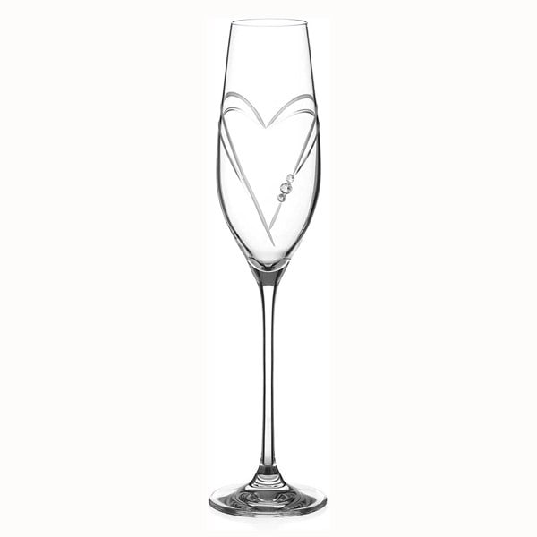 Diamante Hearts Champagne Flutes Adorned with Crystals by Swarovski® - Single Glass