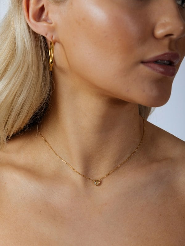 SVNX Gold Plated Mini Crystal Heart Necklace - Gift Boxed