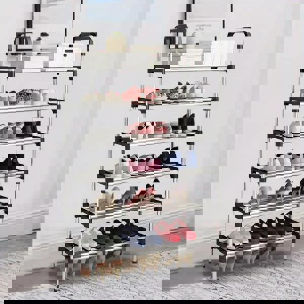 Dyzi 6-Tier Metal Shoe Rack – Freestanding Heavy Duty Storage Shelf for Shoes, Boots, and Accessories