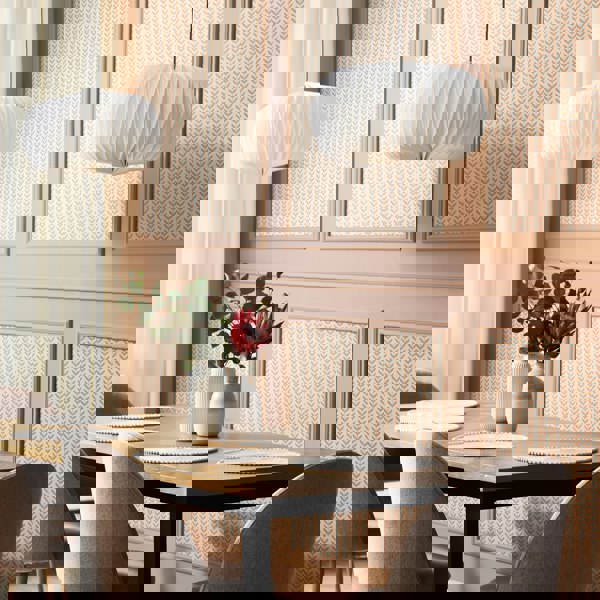 Hoopla Walls Ditsy Leaf Stripe - Apricot 10m Wallpaper