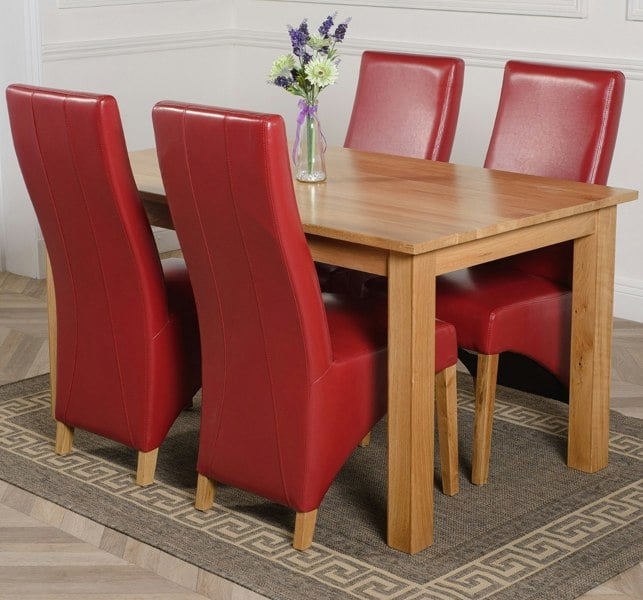 That's Furniture Oslo 150 x 90cm Medium Oak Dining Set with Lola Leather Chairs